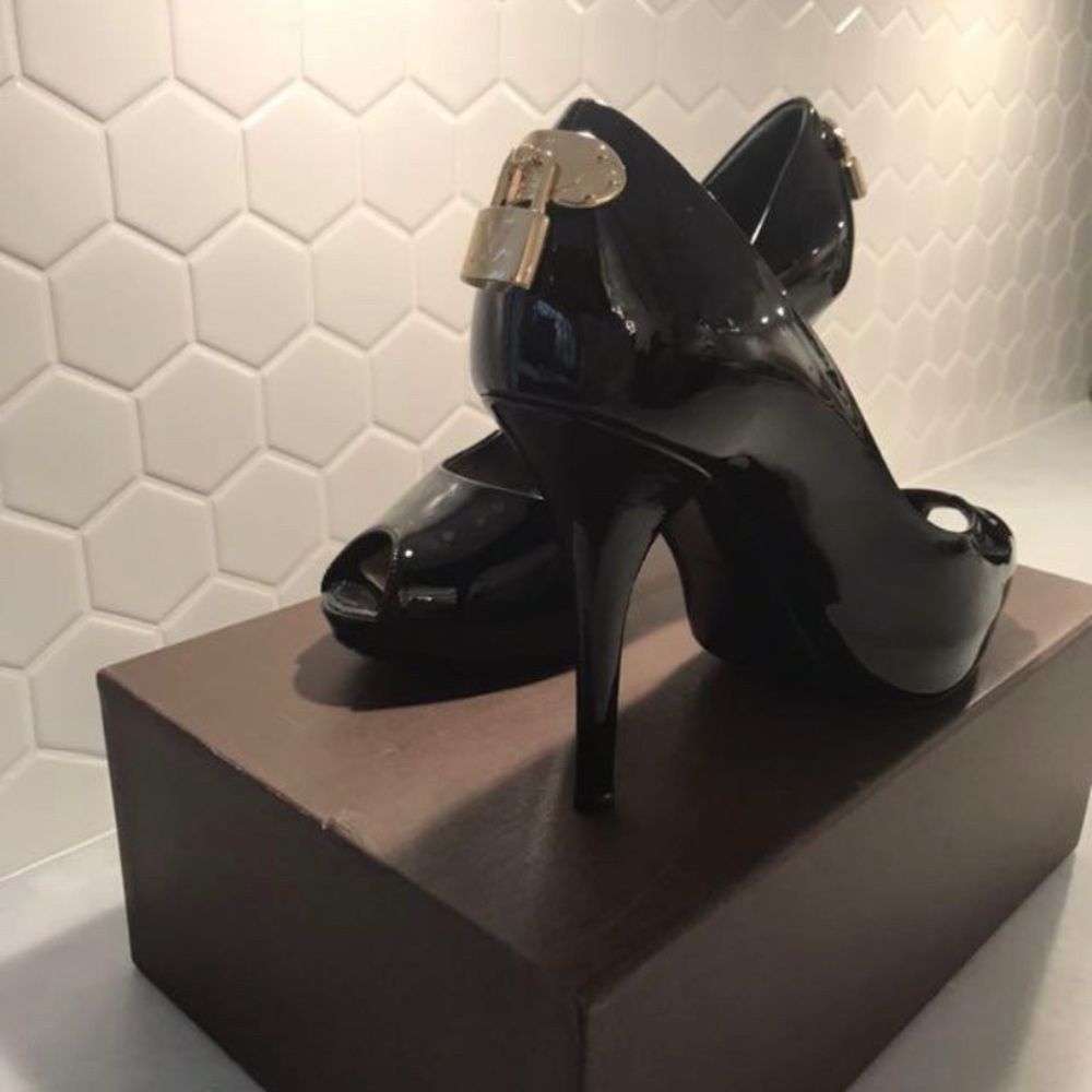 Authentic Louis Vuitton Heels with signature gold lock